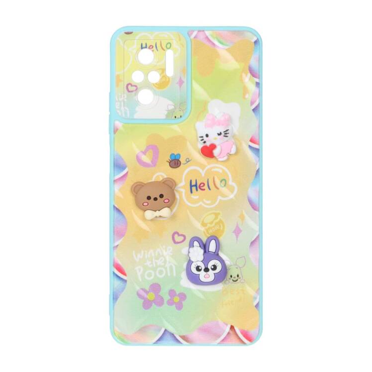 قاب لوزی عروسک برجسته طرح HELLO CAT گوشی شیائومی Redmi Note 10 4G / Redmi Note 10S / Poco M5S